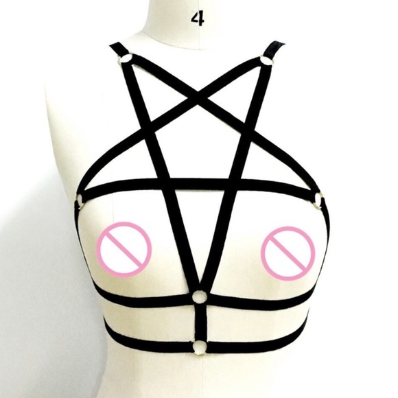 Strappy Harness Bralette in Black | Cage Bra - Picture 3 of 3